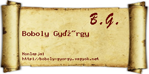 Boboly György névjegykártya